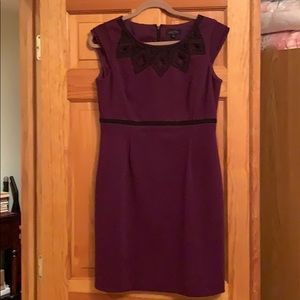 Tahari purple beaded sheath dress